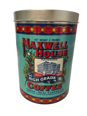 Vintage Maxwell House Coffee Tin 2 Lb High Grade Cheinco Reproduction Canister
